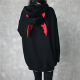 Gwmlk Hoodies Women Punk Gothic Girls Devil Horn Chic Hooded Pullover Loose Sweatshirt Autumn Winter High Street Harajuku Hoodie