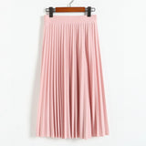 gwmlk and Autumn New Fashion Women's High Waist Pleated Solid Color Half Length Elastic Skirt Promotions Lady Black Pink