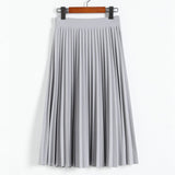 gwmlk Women Fashion High Waist Pleated Solid Color Ankle Length Skirt All-match chiffon Clothing Lady Casual Stretchy Thicken Skirts