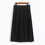 gwmlk and Autumn New Fashion Women's High Waist Pleated Solid Color Half Length Elastic Skirt Promotions Lady Black Pink