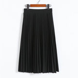 gwmlk Women Fashion High Waist Pleated Solid Color Ankle Length Skirt All-match chiffon Clothing Lady Casual Stretchy Thicken Skirts