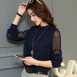 gwmlk Blouse 2023 New Women Tops Long Sleeve Stand Neck Work Wear Shirts Elegant Lady Blouses Casual Solid Color Blusas