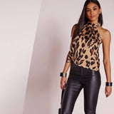 gwmlk Women Blouses Sexy Leopard Print Ladies Shirts And Tops Halter Blouse Sexy Sleeveless Tops Womens Clothing Summer Female Blouses