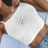 gwmlk Lace Patchwork Summer Solid White Tank Top Women Home Fashion Leisure Outfit Casual Crop Tops Kawaii Clothes