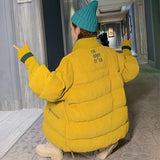 Gwmlk Winter Woman Jacket Corduroy Padded Coat Lady Parka Loose Student Bread Clothing Thick Outerwear