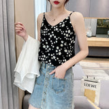 Gwmlk Women Tops Chiffon Blouses Woman Sleeveless Blouse Shirts Women V Neck Floral Top Plus Size Woman Printing Blouses Shirts