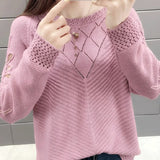 Gwmlk Korean Style Hollow Out Sweaters Women 2023 Spring Fashion Glitter Knitted Jumper Woman Short Loose-fitting Female Top