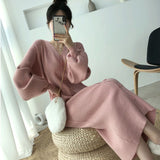 Gwmlk Sweater Dress Women Knitted Sweaters Dresses V-neck Bodycon Midi Button Decor Slim Long Sleeve Vestidos Elegantes