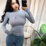 gwmlk Summer Top Sexy T Shirt Women 2023 Elasticity T-Shirt Korean Style Woman Clothes Slim Tshirt Female Casual Long Sleeve Tops