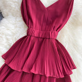 gwmlk Women Draped Ruffle Spaghetti Strap Dress Sexy Vacation Beach Vestidos Female Elegant High Waist Slim Midi Robe 2023 New