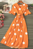 gwmlk Polka Dot Midi Dress Summer 2023 Sexy V-neck Flare Sleeve Casual Vestidos Verano Elegant Blue/White Sashes Dresses New