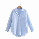 gwmlk Women Simply Candy COlor Single Breasted Poplin Shirts Office Lady Long Sleeve Blouse Chic Chemise Tops