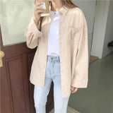 Gwmlk Ladies Cotton Linen Tops Korean Turn Down Collar White Coat Shirt Spring New Loose Long Sleeve Blouse Women Blusa 12807