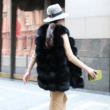 Gwmlk Luxury Faux Fox Fur Vest Coats Women Autumn Winter Thick Warm Faux Fur Coat Korean Slim Sleeveless Plush Jacket Female