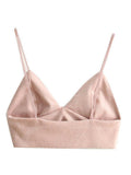 gwmlk Crop Top Summer Sexy Pink Strappy Suede Cami Camisole Women Tank Tops