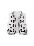 Gwmlk TRAF Women Floral Embroidery Cardigan Vest Vintage V Neck Short Waistcoat Summer Female Casual Streetwear Chic Vest Tops