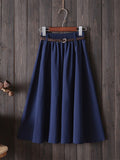 gwmlk Knee Length Summer Skirt Women With Belt 2023 Fashion Korean Ladies High Waist Pleated A-line School Skirt Female