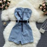 Gwmlk Rompers Women Jeans Jumpsuit off shoulder 2023 Loose Casual Denim Rompers Womens Jumpsuits Wide Leg Casual Denim Overalls