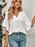 Gwmlk Short Sleeve Lace Chiffon Blouse Women Summer Casual V-neck Fashion Dots Tops Loose Blusas Mujer Shirt Clothes 24864