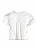 gwmlk Casual 2023 Summer Woman Slim Fit t-shirt tight Cotton Short-Sleeve O-neck tee Crop Tops