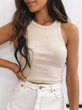 gwmlk Tank Top Women White 2023 Summer Casual Fitness Short Vest Candy Colors Knitted Off Shoulder Sexy Crop Top Women