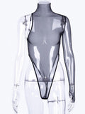 gwmlk women summer bodysuit mesh sheer sexy one shoulder see through night club party streetwear festival body one piece