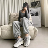 Gwmlk Women's Gray Jogging Sweatpants 2023 New Summer Casual Elastic Waist Sports Pants Woman Harajuku Baggy Joggers Trousers