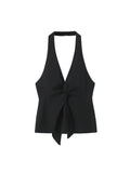 Gwmlk TRAF 2023 Women Halter Camis Women Tanks Summer Sexy Slim Crop Top Tees Slim Sexy Tank Camisole