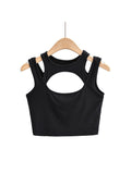 gwmlk Summer NEW Arrival Women Solid Color Sexy Causal 2 Piece Croped-Tops Tanks For Ladies