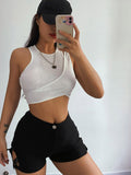 gwmlk Streetwear Asymmetrical Tank Top Two Piece Vest Summer Clothes for Women Casual Ribbed Crop Tops