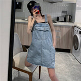 Gwmlk Women Retro Denim Summer Suspender Loose Oversize Overall Female Casual Stylish Solid All-match Preppy Ulzzang Ins