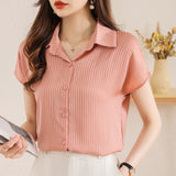 Gwmlk Shirts and Blouses Stripe Fashion Woman Blouse 2023 Elegant Women Tops Flying Sleeve Casual Shirts OL Chiffon White Shirt