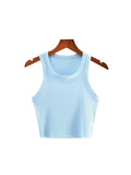 gwmlk Summer Teen Girls Cropped Tops Elastic Sexy Knit Tanks Sleeveless Short Vest