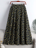 gwmlk Floral Printed Tulle Mi-long Women Skirts High Waist Loose Female Umbrella Skirts Ladies Spring Summer