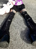 gwmlk Bandage Punk Grunge Knee Sleeves Women Loose Socks Knit Leg High Boot Stockings Leggings Women Full Length Leg y2k