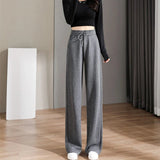 Gwmlk Gray Casual Women Sweatpants Spring Summer Elastic High Waist Loose Sports Pants Woman 2023 Loose Wide Leg Trousers