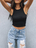 gwmlk Tank Top Women White 2023 Summer Casual Fitness Short Vest Candy Colors Knitted Off Shoulder Sexy Crop Top Women