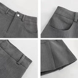 Gwmlk Vintage High Waist Pleated Skirt Women College Style Uniforms Safety Pants Mini Skirts Woman Korean Street Slim A-Line Skirt