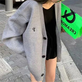 Gwmlk Slim Loose Sweater Women's Knitwear De Frio Feminina Elegant New Spring Autumn Letters Knitted Cardigan Sweater Women