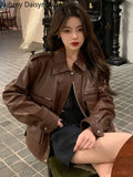 Gwmlk Black Leather Jacket Women Punk Streetwear Biker Zipper Leather Coat Female Winter High Street Faux Leather Jacket 2023