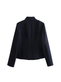 Gwmlk TRAF 2023 Spring Autumn French Jacket for Women Solid Elegant Color Office Coat Button Pockets Outwear