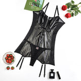 Gwmlk Pu Leather Mini Dress Uncensored Cut Out Lace Up Erotic Lingerie Sissy Nightclub Body Hot Black Zipper Night Dress