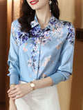 Gwmlk Women Shirt 2023 New Spring Autumn Female Clothing Print Vintage Blouse Fashion Floral Womens Tops Elegant Women Blouses