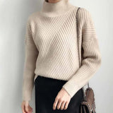 Gwmlk Sweater Pullover Women Autumn Winter Thicken Warm Turtleneck Knitted Pullovers Woman Soft Basic Loose Wild Sweaters