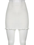 gwmlk y2k White Knitted Mini Skirts Balletcore Cute Slim Trim Slim Harajuku Korean Chic Aesthetic Pencil Skirt Holiday Cloth