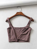 gwmlk Sale 2023 Summer Women Sexy Sleeveless Tops Fashion Short Square Collar Tank Tops 4 Colors