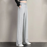 Gwmlk Gray Casual Women Sweatpants Spring Summer Elastic High Waist Loose Sports Pants Woman 2023 Loose Wide Leg Trousers