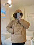 Gwmlk Hooded Parkas Women Padded Short Jackets Winter Warm Cute Pullover Coats