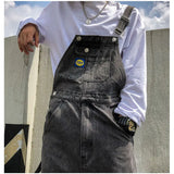 Gwmlk Men Denim Jumpsuit Straight Jeans Hip Hop Big Pocket Wide Leg Cargo Pants Fashion Casual Loose Male's Rompers Trousers