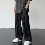 Gwmlk New Summer Jeans Men Patchwork Denim Trousers Male Oversize Loose Casual Wide-leg Pants Streetwear Harajuku Clothing